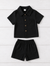 Ivory Trends Premium Black Textured Cotton Cord Set for Boys | Shirt & Shorts Co-ord Set | Summer Wear (3 –10 Years)