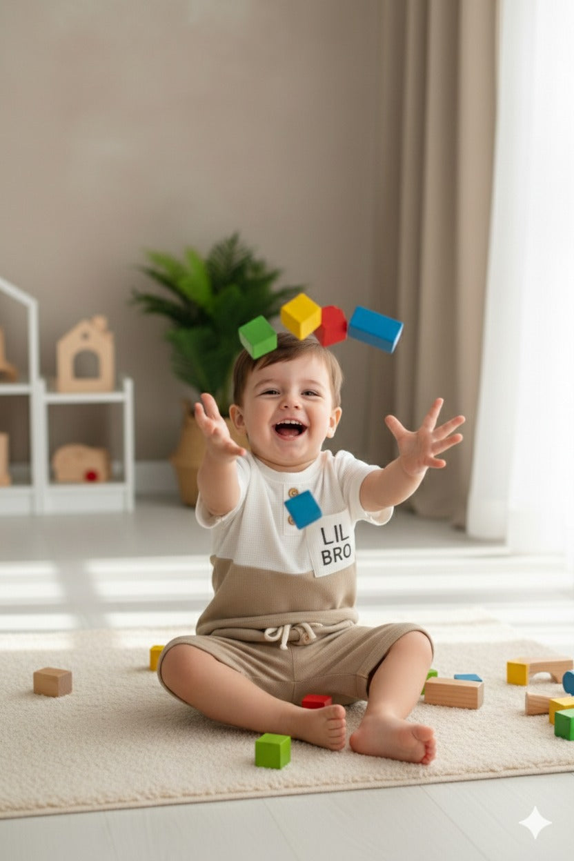 Kids Boys Waffle Cotton Co-Ord Set | Half Sleeve Color Block T-Shirt & Shorts Set | Summer Casual Outfit for Boys