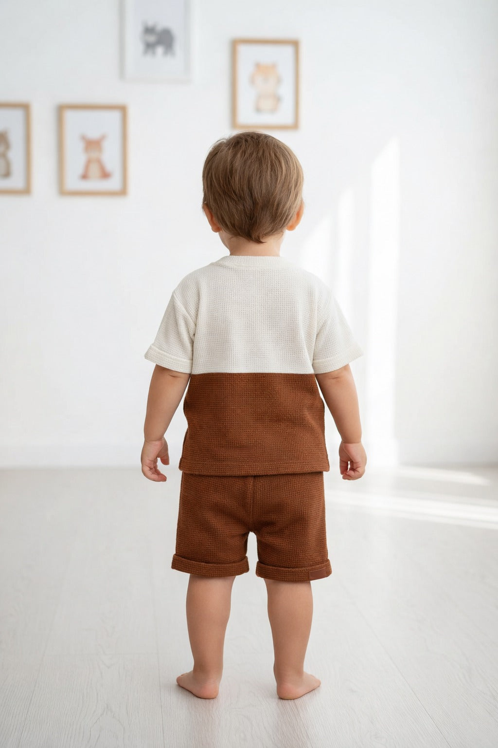 Kids Boys Waffle Cotton Co-Ord Set | Half Sleeve Color Block T-Shirt & Shorts Set | Summer Casual Outfit for Boys