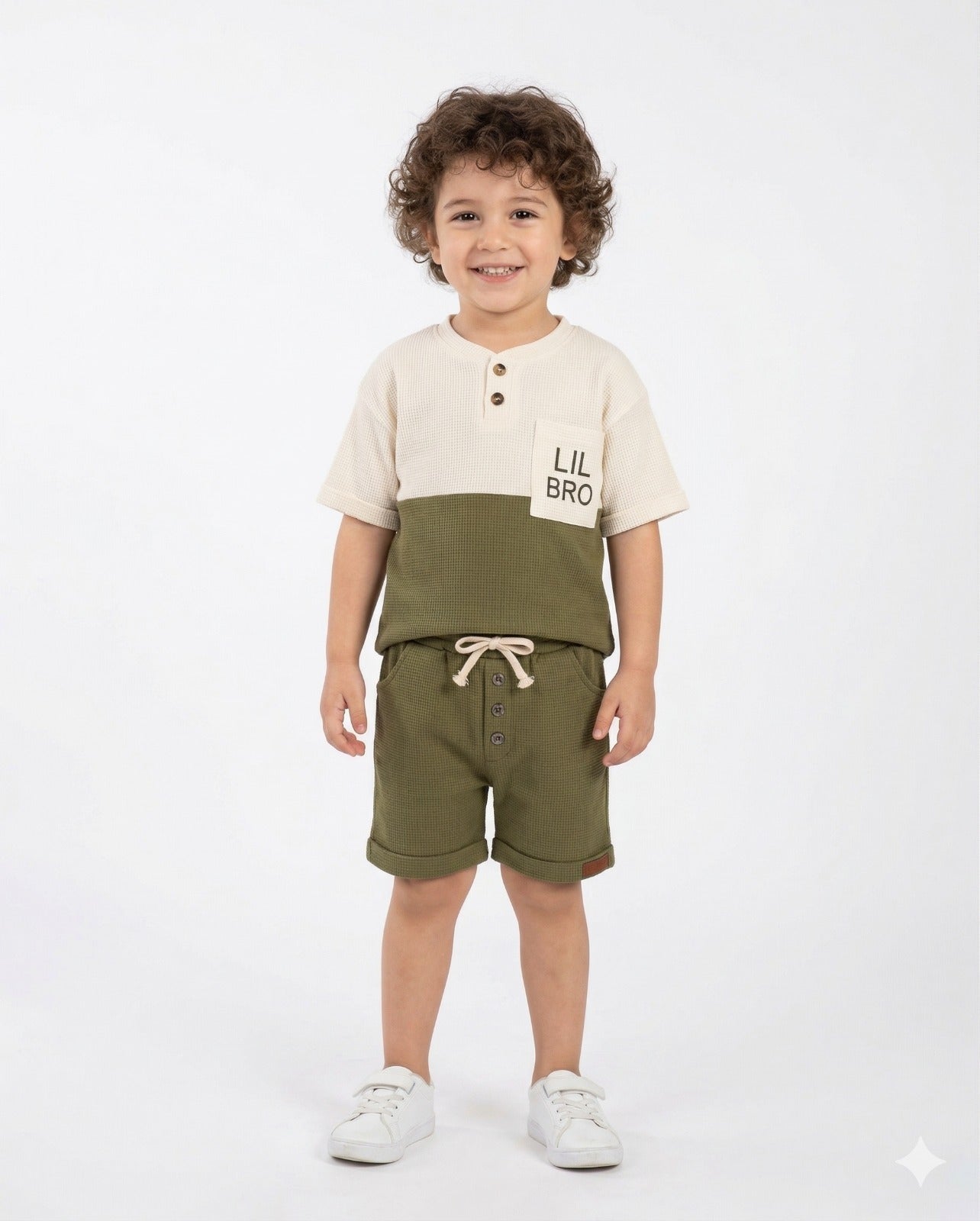 Kids Boys Waffle Cotton Co-Ord Set | Half Sleeve Color Block T-Shirt & Shorts Set | Summer Casual Outfit for Boys